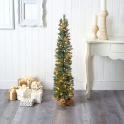 4ft. Pre-Lit Green Pine Artificial Christmas Tree, Warm White Lights -Christmas Designers Store D255838S 5