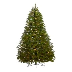 6ft. Pre-Lit Cambridge Spruce Flat Back Artificial Christmas Tree, Warm White LED Lights