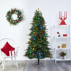 6.5ft. Pre-Lit Montana Mountain Fir Artificial Christmas Tree, Multicolor LED Lights -Christmas Designers Store D255866S 6