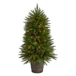 5ft. Pre-Lit Sierra Fir Artificial Potted Christmas Tree With Multicolored Lights