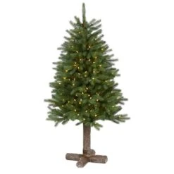 5ft. Pre-Lit Napa Valley Pine Artificial Christmas Tree With Warm White LED Lights On A Faux Wood Stand -Christmas Designers Store D255907S 1 1