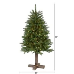 5ft. Pre-Lit Napa Valley Pine Artificial Christmas Tree With Warm White LED Lights On A Faux Wood Stand -Christmas Designers Store D255907S 2