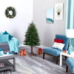 5ft. Pre-Lit Napa Valley Pine Artificial Christmas Tree With Warm White LED Lights On A Faux Wood Stand -Christmas Designers Store D255907S 7