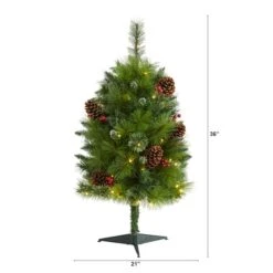 3ft. Pre-Lit Montana Mixed Pine, Pinecones & Berries Artificial Christmas Tree With Clear LED Lights -Christmas Designers Store D255941S 2