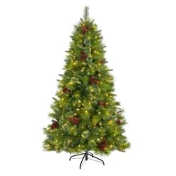 6ft. Pre-Lit Montana Mixed Pine, Pinecones & Berries Artificial Christmas Tree With Clear LED Lights -Christmas Designers Store D255947S 1 1