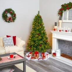 6ft. Pre-Lit Montana Mixed Pine, Pinecones & Berries Artificial Christmas Tree With Clear LED Lights -Christmas Designers Store D255947S 6