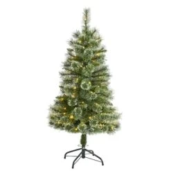 4ft. Pre-Lit Wisconsin Slim Snow Tip Pine Artificial Christmas Tree With Clear LED Lights