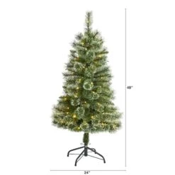 4ft. Pre-Lit Wisconsin Slim Snow Tip Pine Artificial Christmas Tree With Clear LED Lights 12 4ft. Pre-Lit Wisconsin Slim Snow Tip Pine Artificial Christmas Tree With Clear LED Lights -Christmas Designers Store D255953S 2