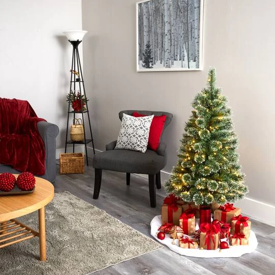 4ft. Pre-Lit Wisconsin Slim Snow Tip Pine Artificial Christmas Tree With Clear LED Lights 9 4ft. Pre-Lit Wisconsin Slim Snow Tip Pine Artificial Christmas Tree With Clear LED Lights - Image 7