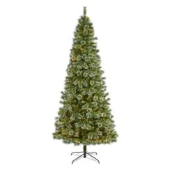 9ft. Pre-Lit Wisconsin Slim Snow Tip Pine Artificial Christmas Tree With Clear LED Lights