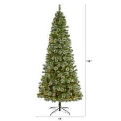 9ft. Pre-Lit Wisconsin Slim Snow Tip Pine Artificial Christmas Tree With Clear LED Lights 12 9ft. Pre-Lit Wisconsin Slim Snow Tip Pine Artificial Christmas Tree With Clear LED Lights -Christmas Designers Store D255955S 2