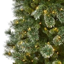 9ft. Pre-Lit Wisconsin Slim Snow Tip Pine Artificial Christmas Tree With Clear LED Lights 13 9ft. Pre-Lit Wisconsin Slim Snow Tip Pine Artificial Christmas Tree With Clear LED Lights -Christmas Designers Store D255955S 3