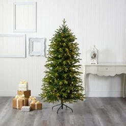 6ft. Pre-Lit Belgium Fir Artificial Christmas Tree, Clear LED Lights 12 6ft. Pre-Lit Belgium Fir Artificial Christmas Tree, Clear LED Lights -Christmas Designers Store D255965S 5
