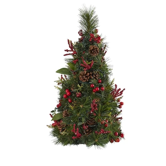2ft. Pre-Lit Mixed Berry & Pine Cone Artificial Christmas Tree With Clear LED Lights 3 2ft. Pre-Lit Mixed Berry & Pine Cone Artificial Christmas Tree With Clear LED Lights
