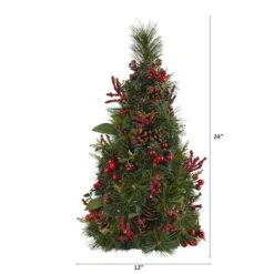 2ft. Pre-Lit Mixed Berry & Pine Cone Artificial Christmas Tree With Clear LED Lights 11 2ft. Pre-Lit Mixed Berry & Pine Cone Artificial Christmas Tree With Clear LED Lights -Christmas Designers Store D256040S 2