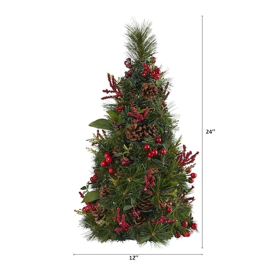 2ft. Pre-Lit Mixed Berry & Pine Cone Artificial Christmas Tree With Clear LED Lights 5 2ft. Pre-Lit Mixed Berry & Pine Cone Artificial Christmas Tree With Clear LED Lights - Image 3
