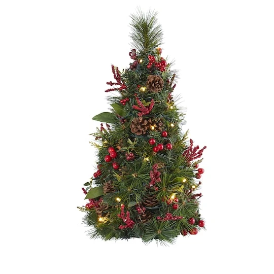 2ft. Pre-Lit Mixed Berry & Pine Cone Artificial Christmas Tree With Clear LED Lights 6 2ft. Pre-Lit Mixed Berry & Pine Cone Artificial Christmas Tree With Clear LED Lights - Image 4