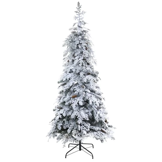 7ft. Pre-Lit Flocked Montana Down Swept Spruce & Pinecones Artificial Christmas Tree With Clear LED Lights 4 7ft. Pre-Lit Flocked Montana Down Swept Spruce & Pinecones Artificial Christmas Tree With Clear LED Lights - Image 2