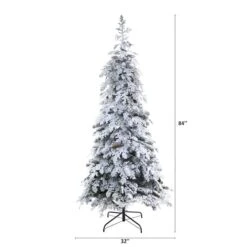 7ft. Pre-Lit Flocked Montana Down Swept Spruce & Pinecones Artificial Christmas Tree With Clear LED Lights 13 7ft. Pre-Lit Flocked Montana Down Swept Spruce & Pinecones Artificial Christmas Tree With Clear LED Lights -Christmas Designers Store D256063S 2