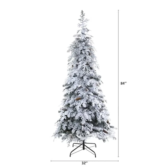 7ft. Pre-Lit Flocked Montana Down Swept Spruce & Pinecones Artificial Christmas Tree With Clear LED Lights 5 7ft. Pre-Lit Flocked Montana Down Swept Spruce & Pinecones Artificial Christmas Tree With Clear LED Lights - Image 3