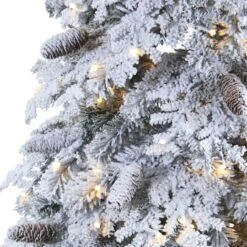 7ft. Pre-Lit Flocked Montana Down Swept Spruce & Pinecones Artificial Christmas Tree With Clear LED Lights 15 7ft. Pre-Lit Flocked Montana Down Swept Spruce & Pinecones Artificial Christmas Tree With Clear LED Lights -Christmas Designers Store D256063S 4