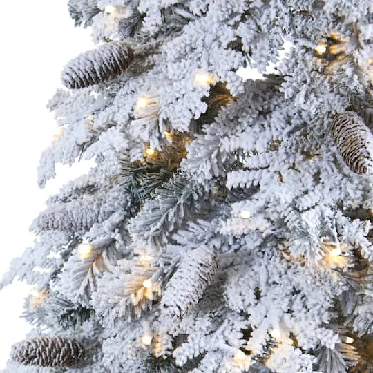 7ft. Pre-Lit Flocked Montana Down Swept Spruce & Pinecones Artificial Christmas Tree With Clear LED Lights 7 7ft. Pre-Lit Flocked Montana Down Swept Spruce & Pinecones Artificial Christmas Tree With Clear LED Lights - Image 5