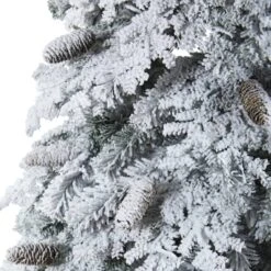 7ft. Pre-Lit Flocked Montana Down Swept Spruce & Pinecones Artificial Christmas Tree With Clear LED Lights 16 7ft. Pre-Lit Flocked Montana Down Swept Spruce & Pinecones Artificial Christmas Tree With Clear LED Lights -Christmas Designers Store D256063S 5