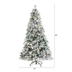 5ft. Pre-Lit Flocked Vermont Mixed Pine Artificial Christmas Tree, Clear LED Lights -Christmas Designers Store D256070S 2