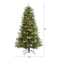 7ft. Pre-Lit Snowed Grand Teton Artificial Christmas Tree With Clear LED Lights 15 7ft. Pre-Lit Snowed Grand Teton Artificial Christmas Tree With Clear LED Lights -Christmas Designers Store D256093S 2