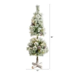 3ft. Pre-Lit Flocked Artificial Christmas Tree Topiary, Warm White LED Lights 15 3ft. Pre-Lit Flocked Artificial Christmas Tree Topiary, Warm White LED Lights -Christmas Designers Store D256171S 2