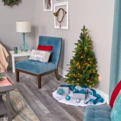 4ft. Pre-Lit Grand Teton Spruce Flat Back Artificial Christmas Tree, Clear LED Lights -Christmas Designers Store D256182S 9