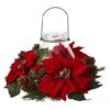 9" Red Poinsettia & Pinecone Candelabrum -Christmas Designers Store D292858S 1