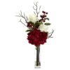 19.5" Merry Christmas Rose & Hydrangea Arrangement -Christmas Designers Store D292871S 11