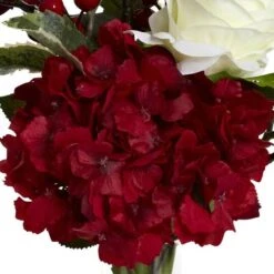19.5" Merry Christmas Rose & Hydrangea Arrangement 12 19.5" Merry Christmas Rose & Hydrangea Arrangement -Christmas Designers Store D292871S 13