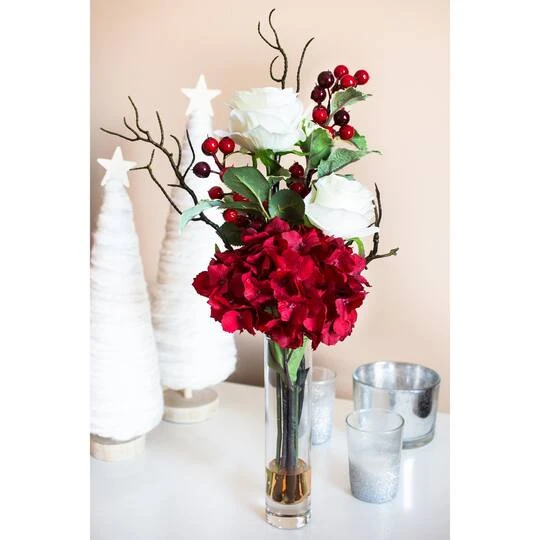 19.5" Merry Christmas Rose & Hydrangea Arrangement 7 19.5" Merry Christmas Rose & Hydrangea Arrangement - Image 5
