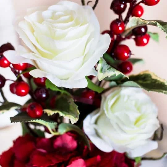 19.5" Merry Christmas Rose & Hydrangea Arrangement 8 19.5" Merry Christmas Rose & Hydrangea Arrangement - Image 6