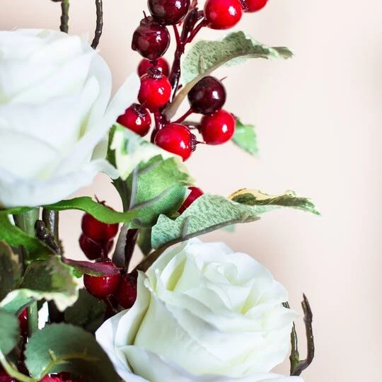 19.5" Merry Christmas Rose & Hydrangea Arrangement 9 19.5" Merry Christmas Rose & Hydrangea Arrangement - Image 7