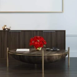 11" Red Poinsettia Arrangement In Golden Vase -Christmas Designers Store D292878S 13