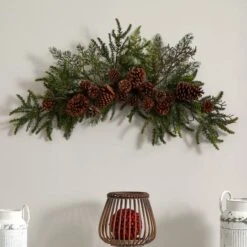 30" Green Pine & Pinecone Swag -Christmas Designers Store D292897S 13