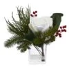 13" Magnolia, Berries & Pine Arrangement In Vase -Christmas Designers Store D322255S 1