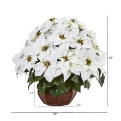 22" Poinsettia Arrangement In Decorative Planter -Christmas Designers Store D322307S 2