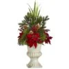 2ft. Poinsettia, Grass & Succulent Arrangement In White Urn -Christmas Designers Store D322363S 1