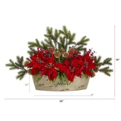 18'' Poinsettia, Succulent & Pine Plant In Decorative Vase -Christmas Designers Store D322373S 2