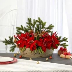 18'' Poinsettia, Succulent & Pine Plant In Decorative Vase -Christmas Designers Store D322373S 3