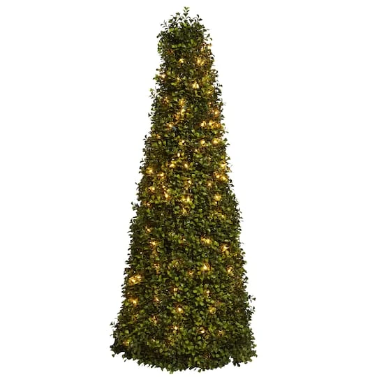3t. Pre-Lit Boxwood Cone Artificial Christmas Tree, Clear Lights 5 3t. Pre-Lit Boxwood Cone Artificial Christmas Tree, Clear Lights - Image 3