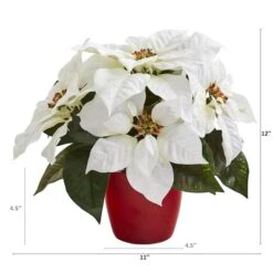12" Potted White Poinsettia Set 9 12" Potted White Poinsettia Set -Christmas Designers Store D322502S 12