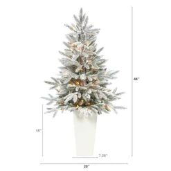 3.5ft. Pre-Lit Flocked Manchester Spruce Christmas Tree In White Planter 11 3.5ft. Pre-Lit Flocked Manchester Spruce Christmas Tree In White Planter -Christmas Designers Store D322561S 2
