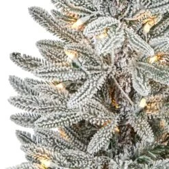 3.5ft. Pre-Lit Flocked Manchester Spruce Christmas Tree In White Planter 13 3.5ft. Pre-Lit Flocked Manchester Spruce Christmas Tree In White Planter -Christmas Designers Store D322561S 4