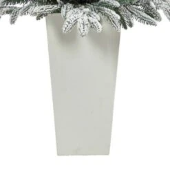3.5ft. Pre-Lit Flocked Manchester Spruce Christmas Tree In White Planter 15 3.5ft. Pre-Lit Flocked Manchester Spruce Christmas Tree In White Planter -Christmas Designers Store D322561S 6