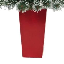 4ft. Pre-Lit Potted Frosted Swiss Pine Artificial Christmas Tree With Berries, Clear LED Lights -Christmas Designers Store D322575S 6